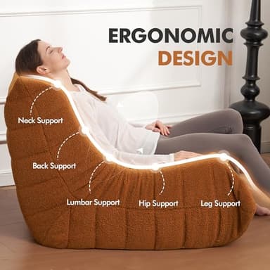 Cansunna Bean Bag Chair Big Sofa Beanbag Chair for Adults Fireside Chair Bean Bag Lounger with Memory Foam Filled for Home,Apartment or Gaming Venue(Brown Teddy) - Image 4