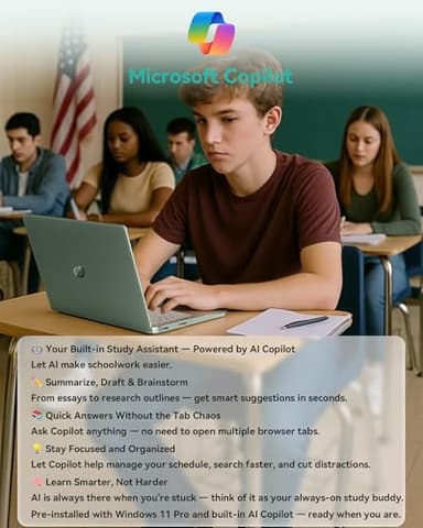 HP 2025 14 Inch Ultra Light Laptop, Stylish Willow Green, Intel Processor N150, 16GB RAM, 384GB Storage(128GB UFS+256GB MSD), Wi-Fi 6, Windows 11 Pro, Copilot Key - Image 5