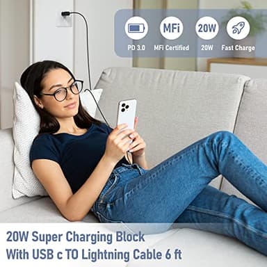 Apple Fast Charger, Apple & ETL MFi Certified 1Pack 20W iPhone Fast Charger with Long USB C to Lightning Cable 3Ft, Super Charger for iPhone for iPhone 13/12/12 Mini/12 Pro/12 Pro Max/11/ iPad - Image 6