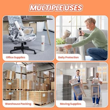 MUNBYN Shrink Wrap, Stretch Wrap with Handles, Stretch Film Roll Industrial Strength, Plastic Wrap for Pallet Wrapping Shipping Moving, 15 Inch x 1000 Ft, 4 Pack, 60 Gauge - Image 8