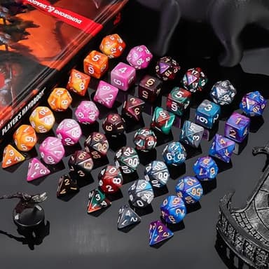QMay DND Dice Sets - 6 X 7 Polyhedral Dice (42pcs) with 6 Drawstring Bags for Dungeons and Dragons, RPG, MTG,Role Playing Table Game - Image 5