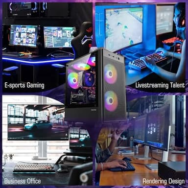 Kroteaup Gaming PC Computer Desktop,AMD Ryzen 5 5500 up to 4.2GHz, Radeon RTX 2060 6G, 16G DDR4, 1TB SSD, WiFi 6, RGB Fan x5, Tower Computers Windows 11 Home - Image 4