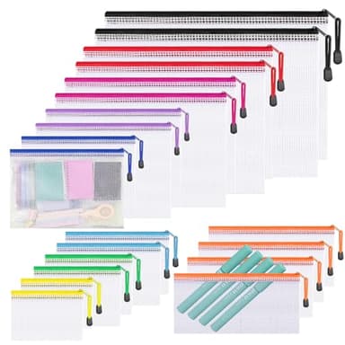 20pcs Mesh Zipper Pouch Bags,9 Sizes Plastic Zipper Bags for Organization,Reusable Zipper Pouches for Puzzle Board Game Storage,for Travel School Office Supplies. - Image 1