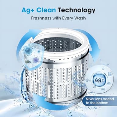 Portable Washing Machine -Compact Home Laundry Washer for Apartment,10 Wash Programs, 6 Water Level, Top Load, Full Automatic, Small Clothes Washer with Drain Pump for Bathroom, Dorms,RVs,White - Image 3