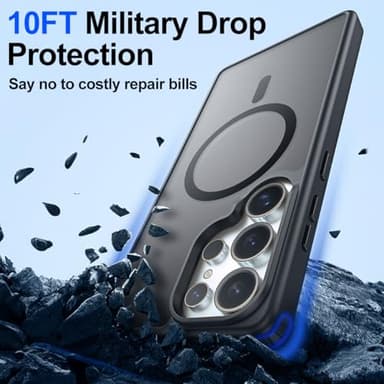 T Tersely [3 in 1 Magnetic Matte Case for Samsung Galaxy S25 Ultra 5G(6.9 inch), with 2 Pack Tempered Glass Screen Protector, Translucent Frosted Skin-Feel Case, Compatible with MagSafe, Black - Image 2