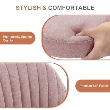 DUMOS Office Desk Chair, Modern Cute Rolling Vanity Swivel Task Chairs with Wheels, Comfortable Back Seat Armless for Home, Bedrooms, Office, Study, Student, Adults, Make-up, Dressing Room, Pink - Image 3