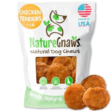 Nature Gnaws USA Chicken Tenders (1Lb) - Delicious Grain-Free Dog Treats for Small, Medium & Large Breeds - Natural Jerky Chews for Dogs. - Image 1