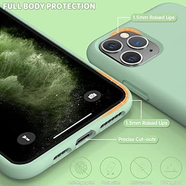 OuXul Designed for iPhone 11 Pro Max Case, Slim Liquid Silicone Case Compatible with iPhone 11 Pro Max 6.5 Inch, Full Body Microfiber Lining Protective Case (Tea Green) - Image 3