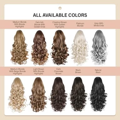 24 Inch Ponytail Extension, Clip on Ponytails for Women, Long Curly Wavy Ponytail Extensions for Women, Synthetic Layered Pony Tails Hair Extensions (Color: Chestnut Brown With Golden Highlights) - Image 7