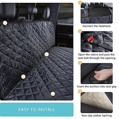 Truck Dog Seat Cover for Pickup Back Seat | Mesh Window & Seat Belt | 100% Waterproof Dog Hammock for Car Safe Travel with Side Door Protectors | Non-Slip, Scratchproof Pet Rear Seat Cover - Image 5