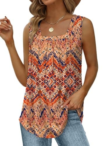 Tank Top for Women Flowy Sleeveless Blouses Dessy Beach Vacation Travel Essentials Plus Size Bohemian Clothes 2XL - Image 1