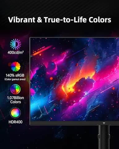 KTC 27 Inch 4K Gaming Monitor - UHD 160Hz Monitor with Fast IPS Panel, 1ms MPRT, 140%sRGB, HDR 400, Adaptive Sync, HDMI DisplayPort, Height Tilt Pivot Swivel Adjustable, Carbon Fiber Backcover, U27T6 - Image 3