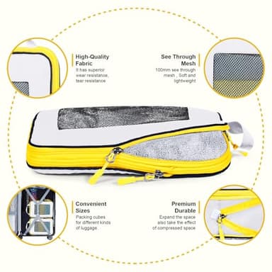 PFEYRPK 7 Set Compression Packing Cubes Packing Organizer for Travel,Travel Accessories for Carry on Luggage Suitcase Backpack Expandable Organizers(White) - Image 2