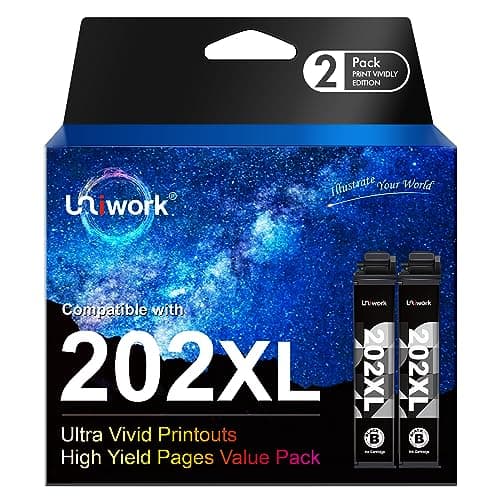 Uniwork Remanufactured 202XL Ink Cartridge Replacement for Epson 202 202XL T202XL T202 to use for Workforce WF-2860 Expression Home XP-5100 Printer (Black，2 Pack) - Image 1