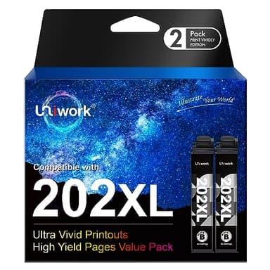 Uniwork Remanufactured 202XL Ink Cartridge Replacement for Epson 202 202XL T202XL T202 to use for Workforce WF-2860 Expression Home XP-5100 Printer (Black，2 Pack) - Image 1