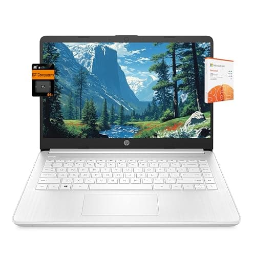 HP 14" Ultra Light Laptop for Student & Home (Intel Quad-Core N4120, 4GB RAM, 128GB(64GB + 64GB SD), 1-Year Office 365) 11-Hr Long Battery Life, Webcam, WiFi, Win 11 Home in S Mode - Snow White - Image 1