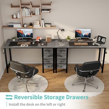 Lufeiya 47 inch Computer Desk with 4 Fabric Drawers, Writing Work Study Desk for Home Office Bedroom, Modern Simple Student PC Desks, Gray - Image 4