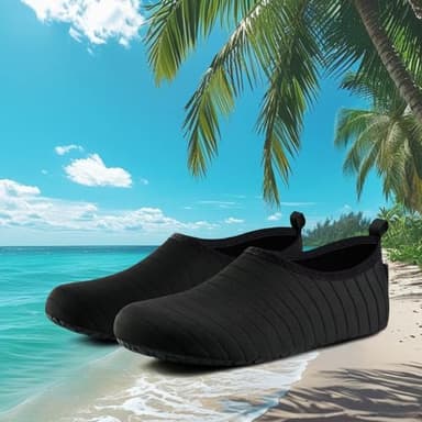 VIFUUR Water Sports Shoes Barefoot Quick-Dry Aqua Yoga Socks Slip-on for Men Women A Black 38-39 - Image 2