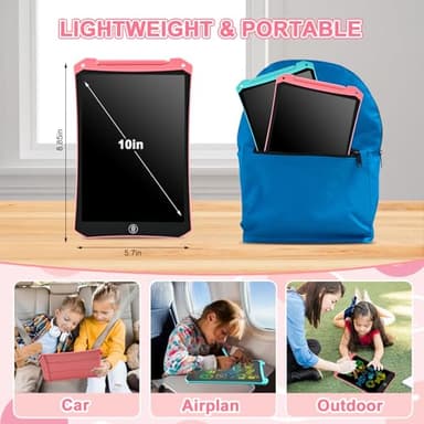 LCD Writing Tablet, 2 Pack Toddler Kids Toys, 10 Inch Doodle Board Drawing Pad, Travel Essentials Kids Games, Back to School Supplies Toys Birthday Gifts for Girls Boys Age 3-8 - Image 7