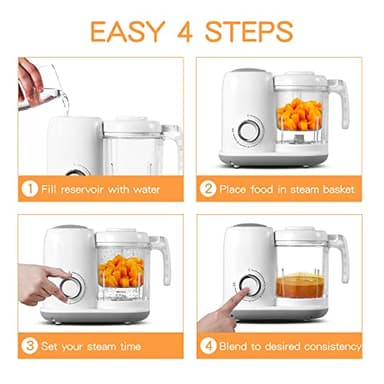 AMZBABYCHEF Baby Food Maker, 4 in 1 Baby Food Processor and Steamer, Puree Blender, Multifunctional Baby Puree Maker, Dishwasher Safe (White) - Image 4
