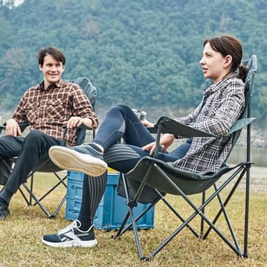 EVER ADVANCED Folding Camping Chair with High Back Padded 2 Pack Oversized Portable Lawn Chairs Lightweight Sturdy Steel Foldable Outdoor Camp Chair for Adults, Black - Image 7