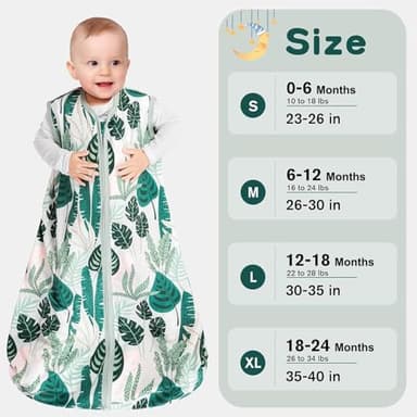 BSTOPPT 3 Pack Baby Sleep Sack 0-6 Months 100% Rayon Cotton Baby Sleeping Bag 2-Way Zipper Toddler Wearable Blankets Comfy Stretchy Lightweight TOG 0.3 （Banana&leaf&green） - Image 6