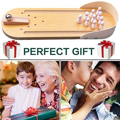 Table Top Mini Bowling Game Set-Tabletop Wooden Board Mini Arcade Desktop Tiny Bowling Shooting Alley Office Desk Stress Relief Gadgets Small Finger Toys Fun Gag Gifts for MenWomen Kids Teens Boys - Image 6