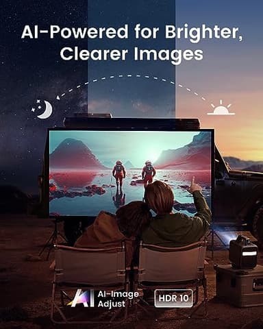 NEBULA Mars 3 Outdoor Portable Projector, 1000 ANSI Lumens, AI-Powered Image, Built-In Battery with 5 Hour Playtime, Android TV, 200 Inch Home Theater, for Backyard, Office and Business, and Camping - Image 3