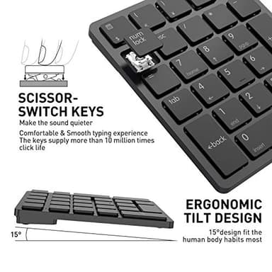 havit Bluetooth Number Pad Wireless Numeric Keypad Numpad 26 Keys Portable Mini Financial Accounting Rechargeable Numeric Pad for Windows Laptop Desktop, PC, Notebook (Black) - Image 4