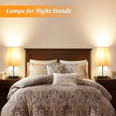 15'' Table Lamp for Bedroom set of 2,3-Color Bedside Lamps with Pull Chain Table Lamps for Night stands with AC Outlet,Small Night Light Lamps with 2 Bulbs Lamps for Living Room Kids Room Office Decor - Image 5