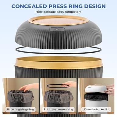Pukomc Smart Sensor Wastebasket, Convenient and Hygienic Easy to Use, Technology Sensor Waterproof Wastebasket Plastic Trash can for Kitchen, Bathroom, Bedroom, Living Room, Office and Outdoor Black - Image 5