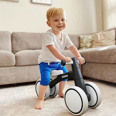 SEREED Baby Balance Bike for 1 Year Old Boys Girls 12-24 Month Toddler Balance Bike, 4 Wheels Toddler First Bike, First Birthday Gifts (Black) - Image 7
