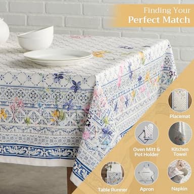 Maison d' Hermine Table Cloth Square Table 100% Cotton 54 x 54 Inches Tablecloth Reusable Decorative Everyday Use for Dining Room, Farmhouse, Home, Party, Festive & Wedding Spring Summer - Faience - Image 6