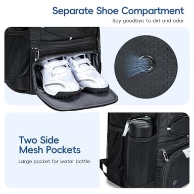 KAVIGOR Baseball Bag for Youth and Adult, Softball Backpack 40L Large Capacity, Bat Backpack with Shoes Compartment and Hidden Helmet Holder - Image 5