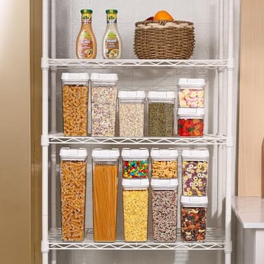 Vtopmart 14 PCS Airtight Food Storage Containers Set, BPA Free Plastic Kitchen Pantry Organizer, with Easy Lock Lids for Pasta Spaghetti Cereal Snack Flour Sugar Rice Organization, Include 24 Labels - Image 4