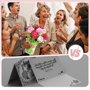 Pop Up Flower Card, 3D Greeting Card – Red Rose Bouquet – For Wife, Girlfriend – Romantic Gift for Anniversary, Valentine’s Day - Image 6