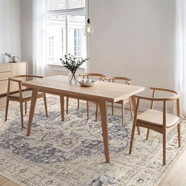 Tortania Area Rug Living Room Rugs - 7x9 Washable Boho Rug Vintage Oriental Distressed Farmhouse Large Thin Indoor Carpet for Living Room Bedroom Under Dining Table Home Office - Cream Blue - Image 7