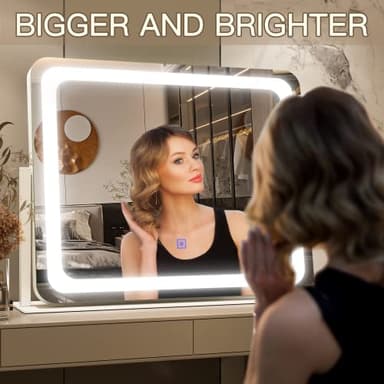 FENNIO Vanity Mirror with Lights 22''x17'' Makeup Mirror with Lights,Vanity Mirror Touch Screen with 3-Color Lighting,Dimmable,for Vanity Desk Tabletop - Image 2