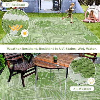 famibay 6x9 Outdoor Rug Waterproof Patio Rug Tropical Outdoor Plastic Straw Rug All Weather RV Rugs for Outside Camping Rugs Lightweight Portable Outdoor Carpet Mats for Patio Deck RV Camper - Image 3