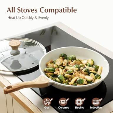 SENSARTE Nonstick Ceramic Frying Pan Skillet with Lid, 11 Inch Omelet Pan, Healthy Non Toxic Chefs Pan, Induction Compatible Egg Pan with Heat Resistant Handle, Free of Intentionally Added PFAS/PTFE - Image 4