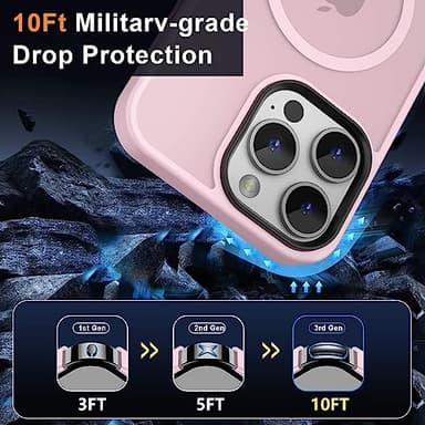 MOCCA Strong Magnetic for iPhone 14 Pro Max Case [Compatible with Magsafe] [10FT Military Grade Protective] Translucent Matte Slim Shockproof Case for iPhone 14 Pro Max 6.7"-Pink - Image 4