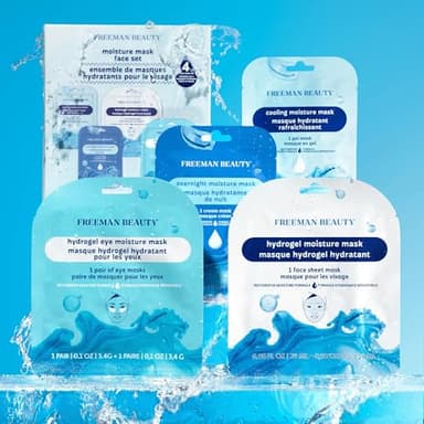 Freeman 4 Piece Moisture Mask Face Set, Hydrating Face Masks & Under Eye Mask For Puffy Eyes, Hydrogel Masks For Dry Skin, Hyaluronic Acid, Travel-Friendly, Vegan & Cruelty Free Skincare - Image 9