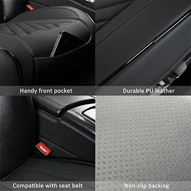 GIANT PANDA Premium PU Leather Front Car Seat Cover Protector Anti-Slip Bottom Seat Cover Fits 95% of Vehicles, Wrapping Around The Bottom (1 Pack - Black) - Image 4