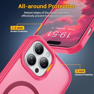 Temdan for iPhone 15 Pro Max Case [Compatible with MagSafe] [Military-Grade Drop Protection] [Anti-Fingerprint] [Anti-Scratch] Slim Silky-Soft Touch Translucent Matte Case 6.7 inch, Hot Pink - Image 5