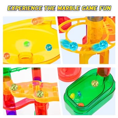 247Pcs Marble Run with Motorized Elevator, Construction Building Blocks Toys with 30 Glass Marbles and 30 Glow in The Dark Marbles, STEM Gifts for Boys and Girls - Image 5