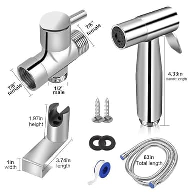 ChiHub Handheld Toilet Stainless Steel Bidet Sprayer - Brushed Nickel - Image 5