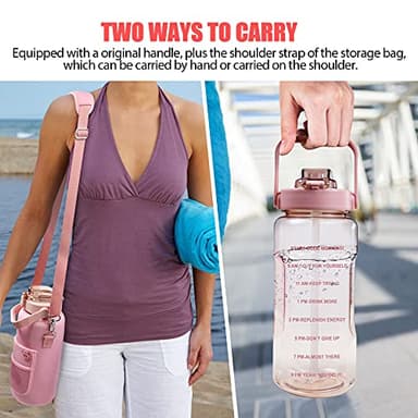 Chokoter Half Gallon Water Bottle with Sleeve, 64OZ Motivational Water Bottle with Straw & Time Marker, BPA Free Leakproof Gym for Sport Workout - Image 7