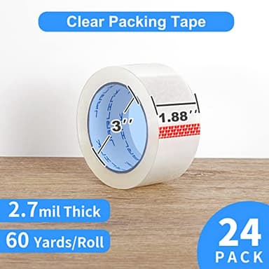 JARLINK Clear Packing Tape (24 Rolls), Heavy Duty Packaging Tape for Shipping Packaging Moving Sealing, 2.7mil Thick, 1.88 inches Wide, 60 Yards Per Roll, 1440 Total Yards - Image 2