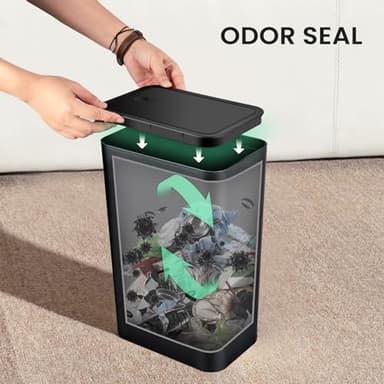 Cesun 2 Pack Bathroom Trash Can, 4.0 Gallon / 15 Liter Small Garbage Can with Press Top Lid, Plastic Wastebasket with Pop-up Lid for Toilet, Office, Bedroom, Living Room, Black - Image 5