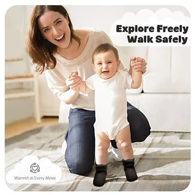 Bufims Baby Booties 6-12 Months Unisex Cozy Fleece Newborn Booties Non-Slip Newborn First Walkers Shoes Toddler Slippers for Baby Boys & Baby Girls Gifts, Black - Image 3